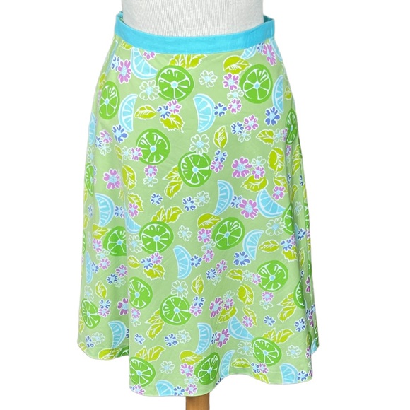 Lilly Pulitzer A-Line Skirt With Citrus Fruit Pattern & Side Zip Size 4 - Picture 5 of 10